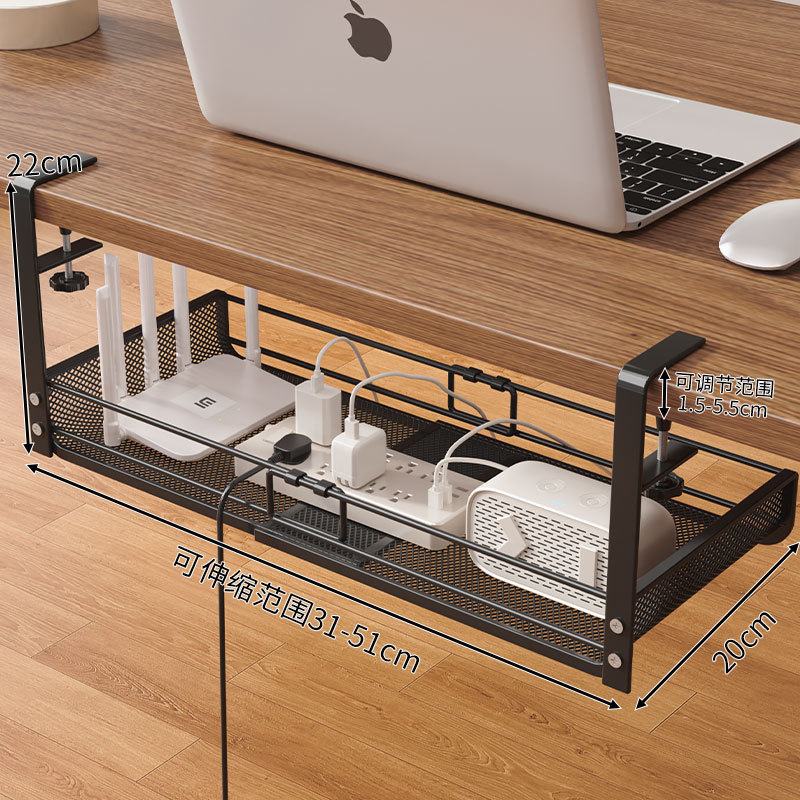 Computer desk cable management rack, no-drill router holder, power strip organizer, cable management tool