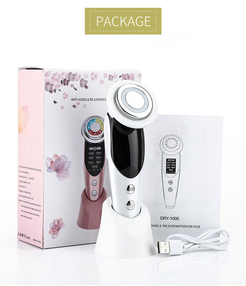 Firming ENS Facial Massager, Red and Blue Light Skin Rejuvenating Essence Importer, Facial Cleansing and Slimming Beauty Device