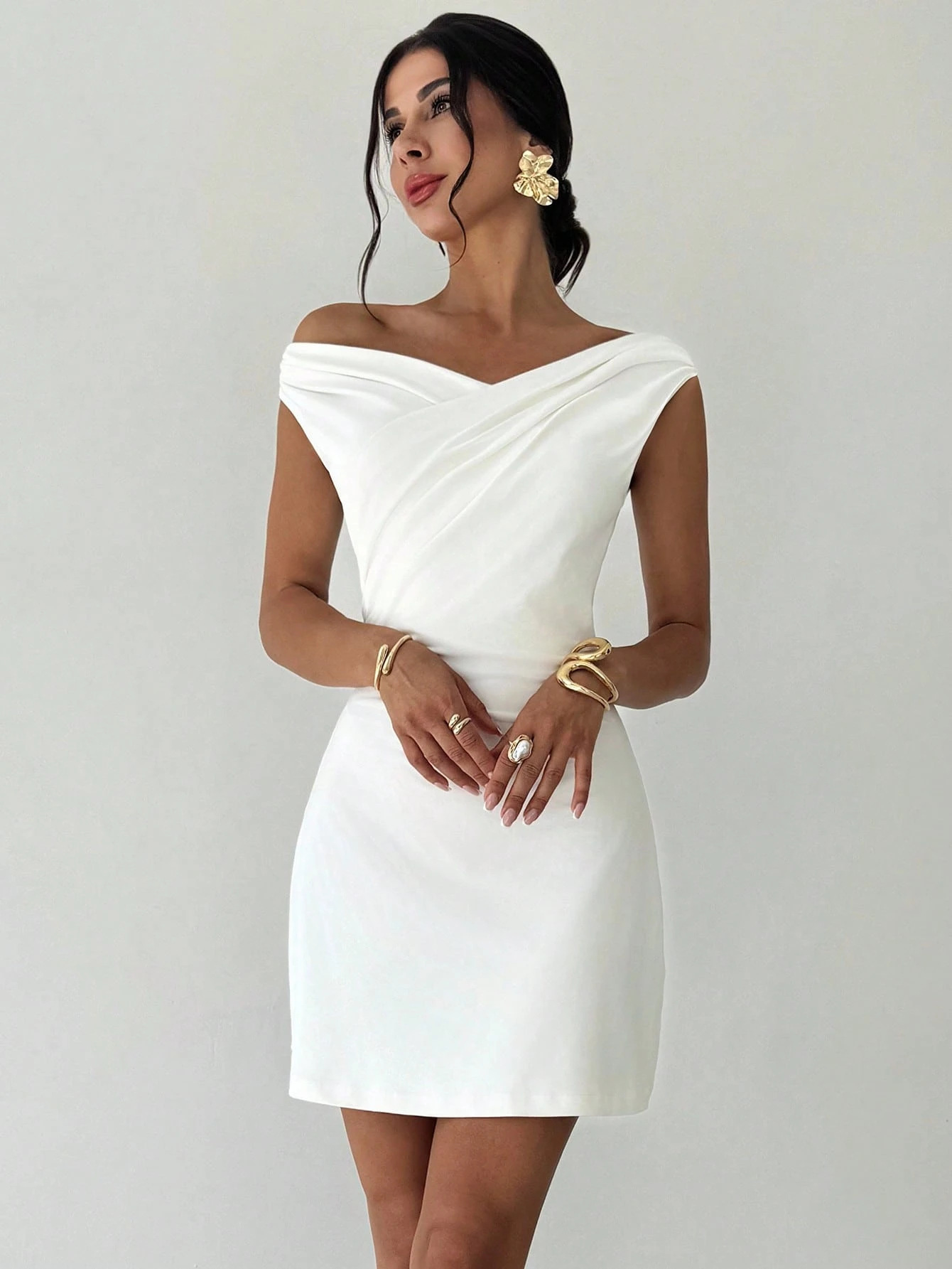 2026 Spring New Style Irregular Cross-Neck Patchwork Sleeveless Double-Layer Slim Fit Dress for European and American Cross-Border Foreign Trade