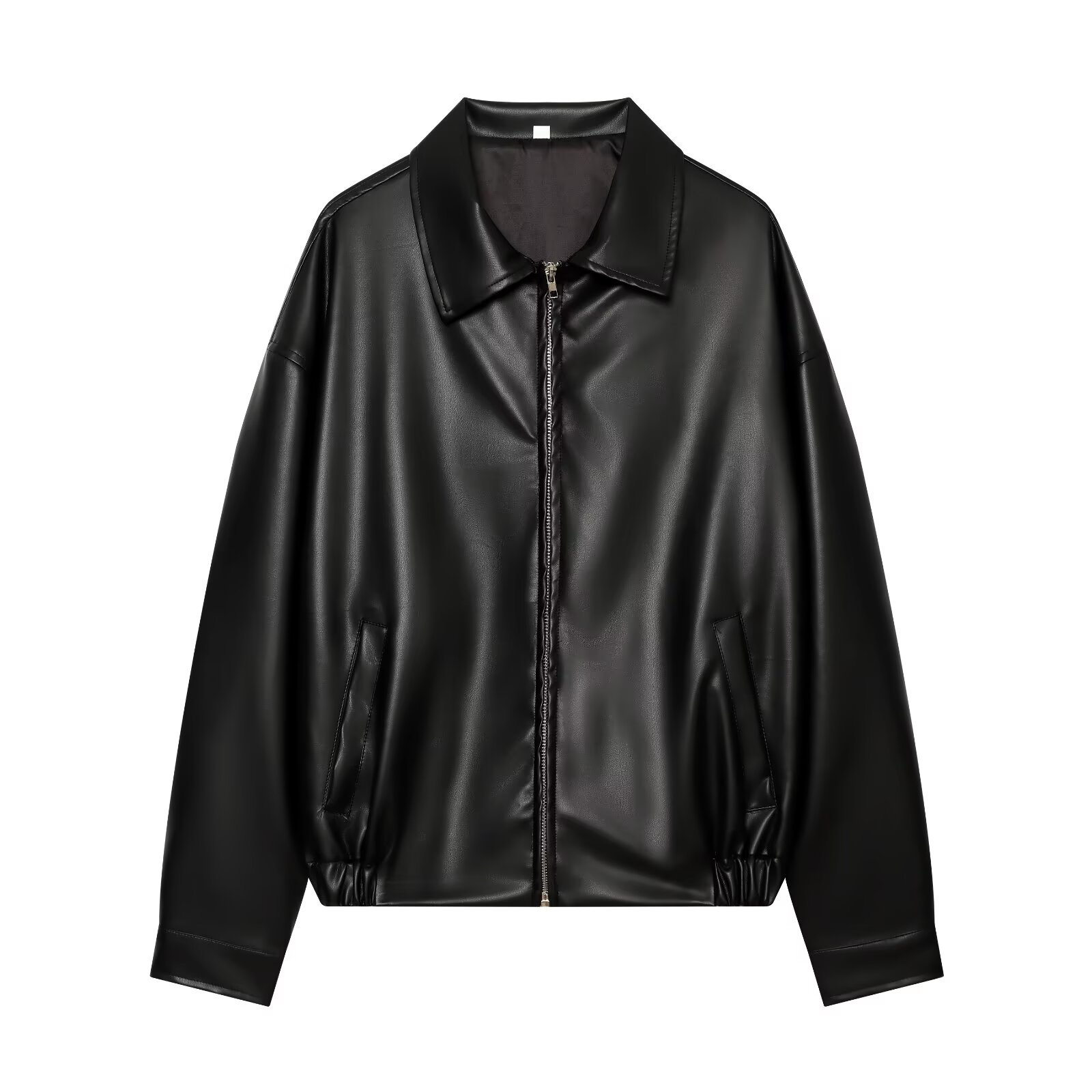 TAOP&ZA women's 2026 Autumn New stylish and versatile short faux leather jacket with off-the-shoulder zippers