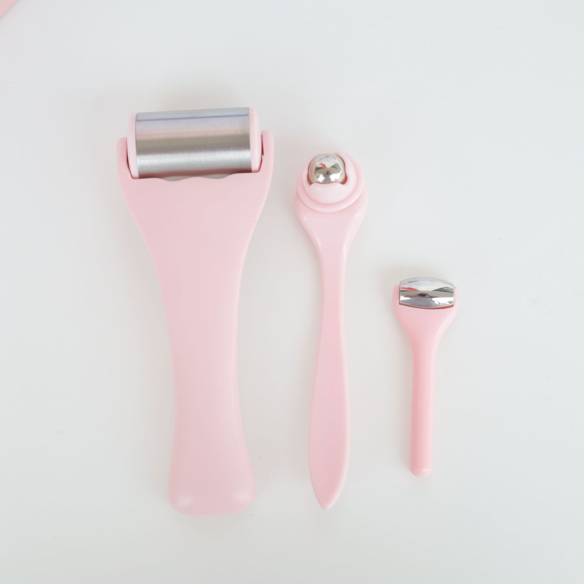 Cross-border 3-piece massage roller set, stainless steel facial massage roller, mini roller, steel ball, eye cream stick