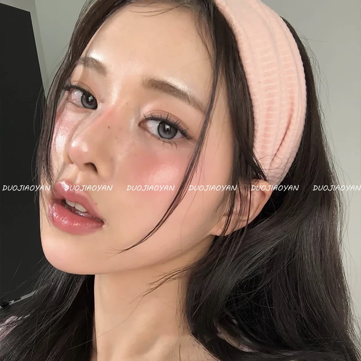 New Korean style solid color simple knitted sports hairband with wide edge elastic, popular online headband, casual and versatile hair tie scarf