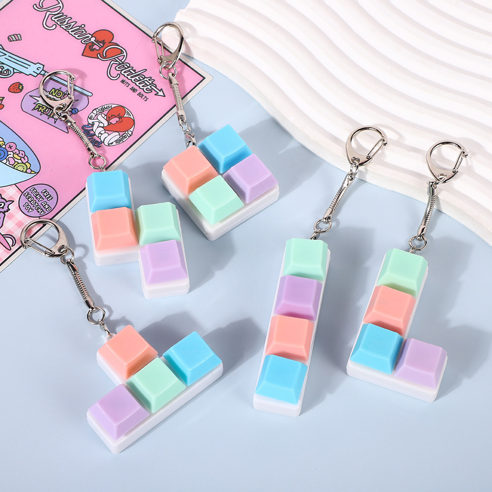 Creative Russian stress-relieving block keyboard pendant, macaron stress-relieving keycap, keychain