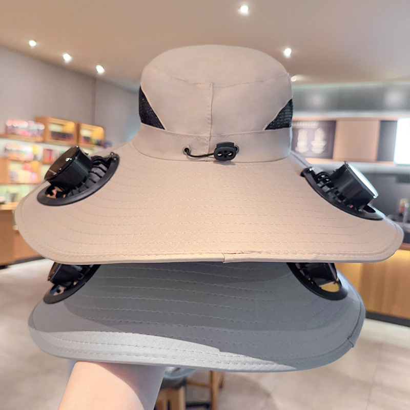 Cross-border solar sunshade hat, summer hiking and fishing hat, UV protection, rechargeable fan hat, fisherman hat