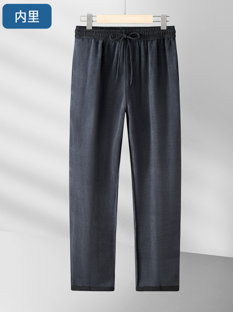 Dad wears thick, warm, thin fleece sports pants on the outside for middle-aged and elderly men in winter. Grandpa cotton pants for the elderly