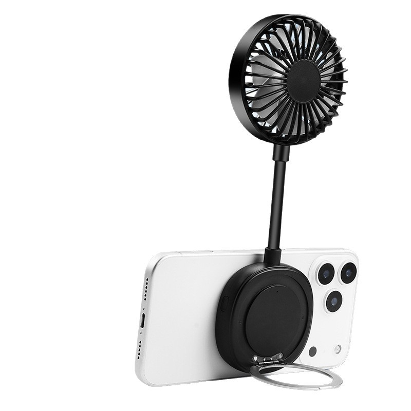 New mini handheld magnetic suction fan, outdoor portable USB charging phone stand, desktop silent small fan