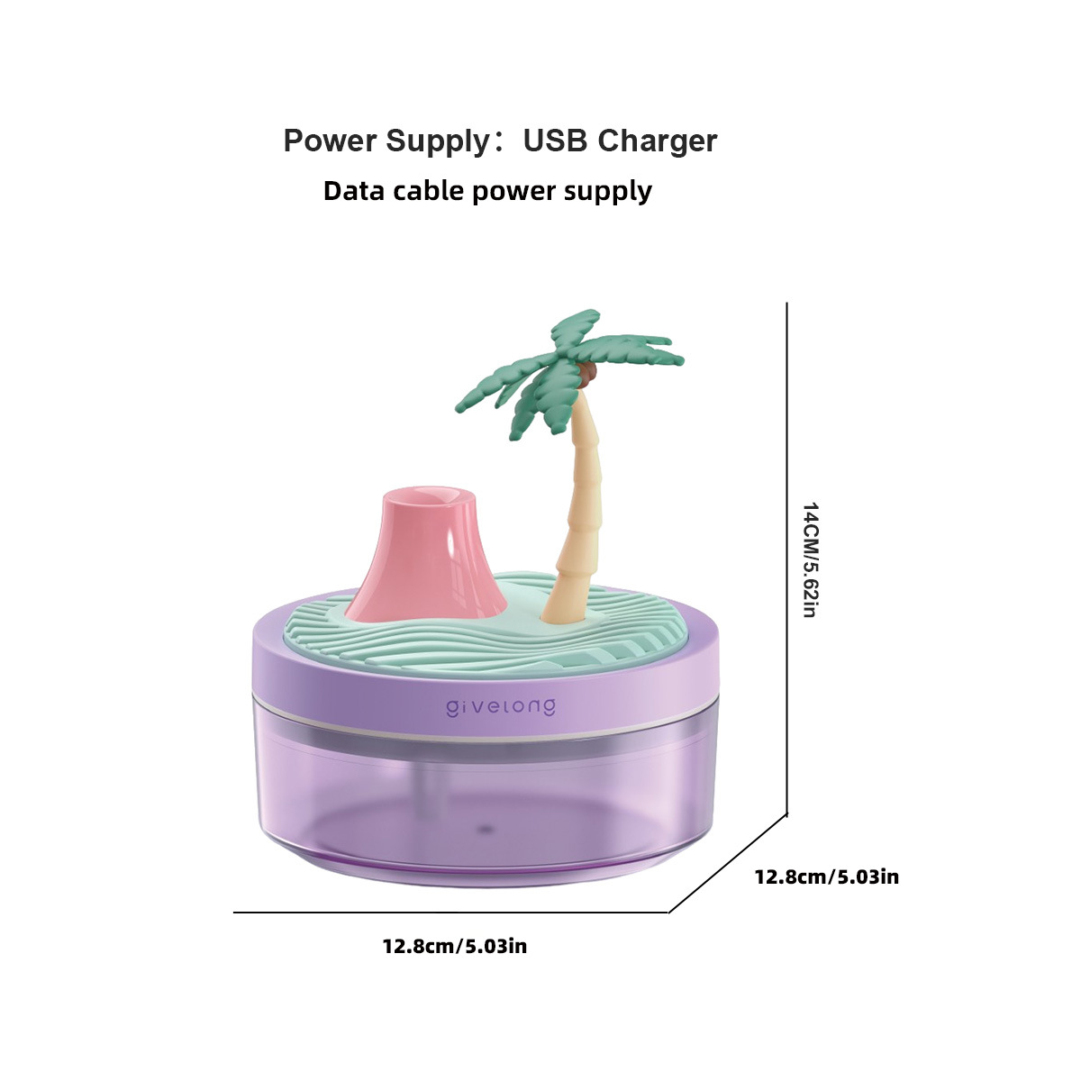 USB landscape humidifier desktop ornament, colorful ambient light, misting night light, hydration device for car cross-border export.