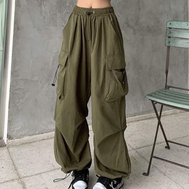 Summer American retro workwear casual pants for women, versatile straight leg, loose fit, wide leg, trendy, tapered trousers.
