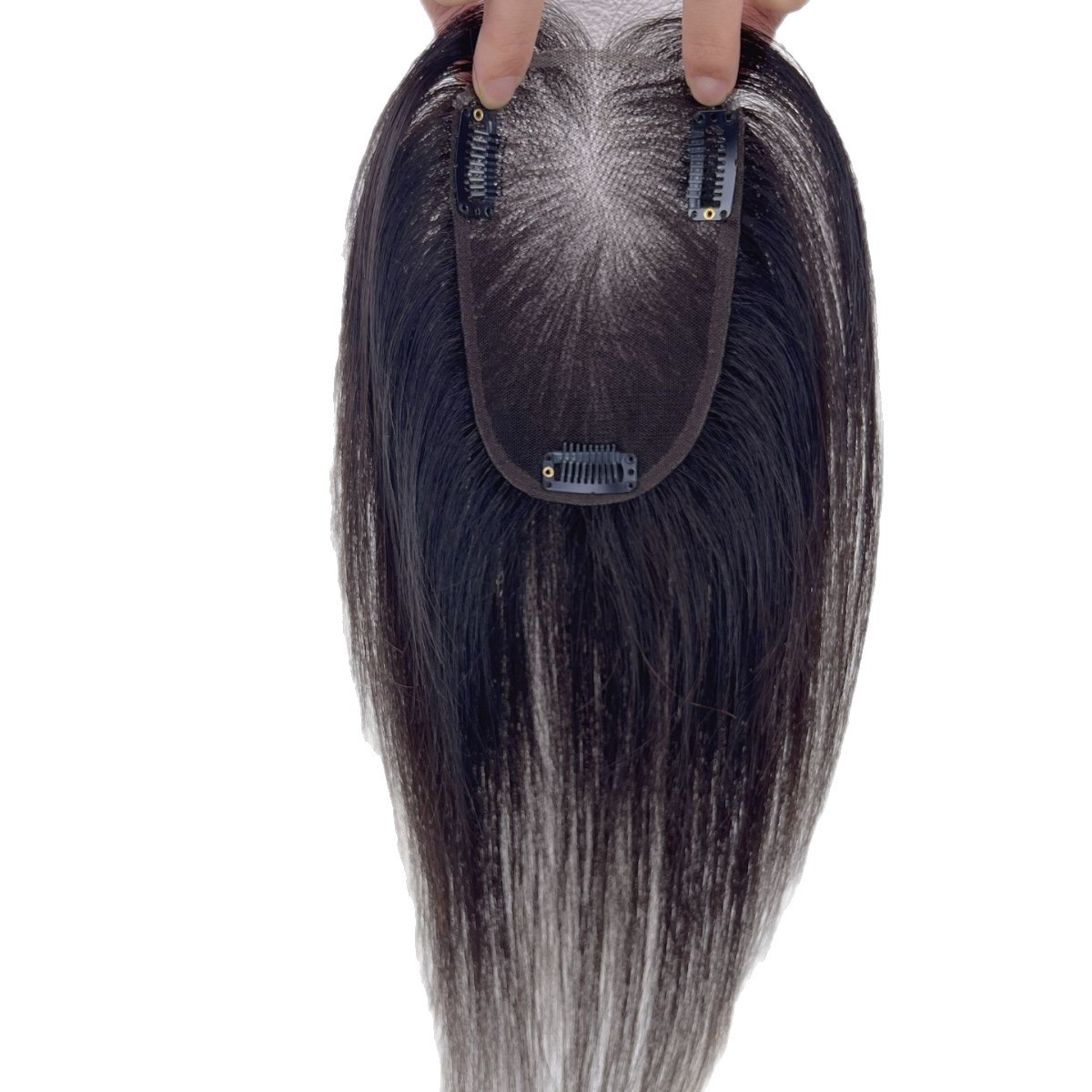 Swiss-made women's wigs, voluminous and thickened, center-parted, covering gray hair on top, high crown, real hair wigs.