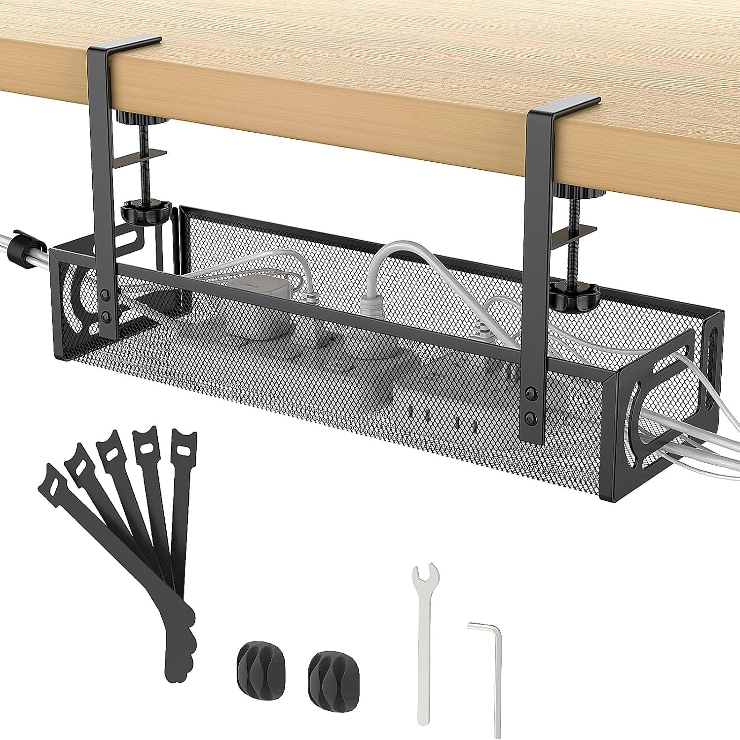 Cross-border no-drill under-desk cable management rack, under-desk socket storage rack, wire and cable management tray organizer.