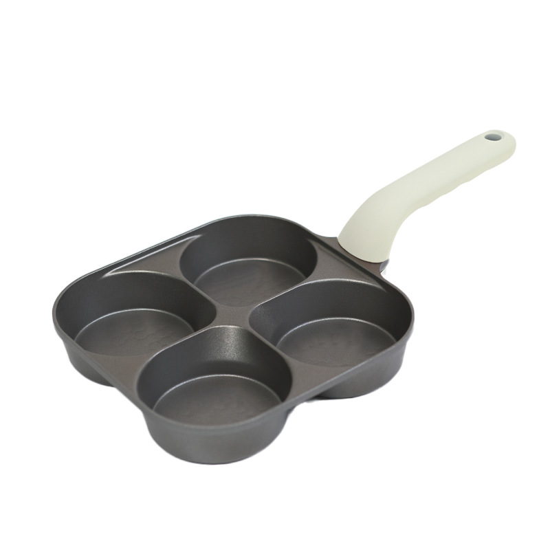 Black crystal titanium four-hole omelette pan, egg burger breakfast non-stick titanium pan, four-hole omelette magic tool, flat small pan