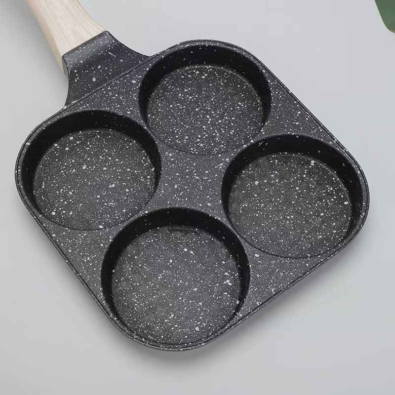 Egg burger pan, household egg frying pan, double-bottom non-stick pan, four-hole steak frying pan, die-cast flat pan, same style for export
