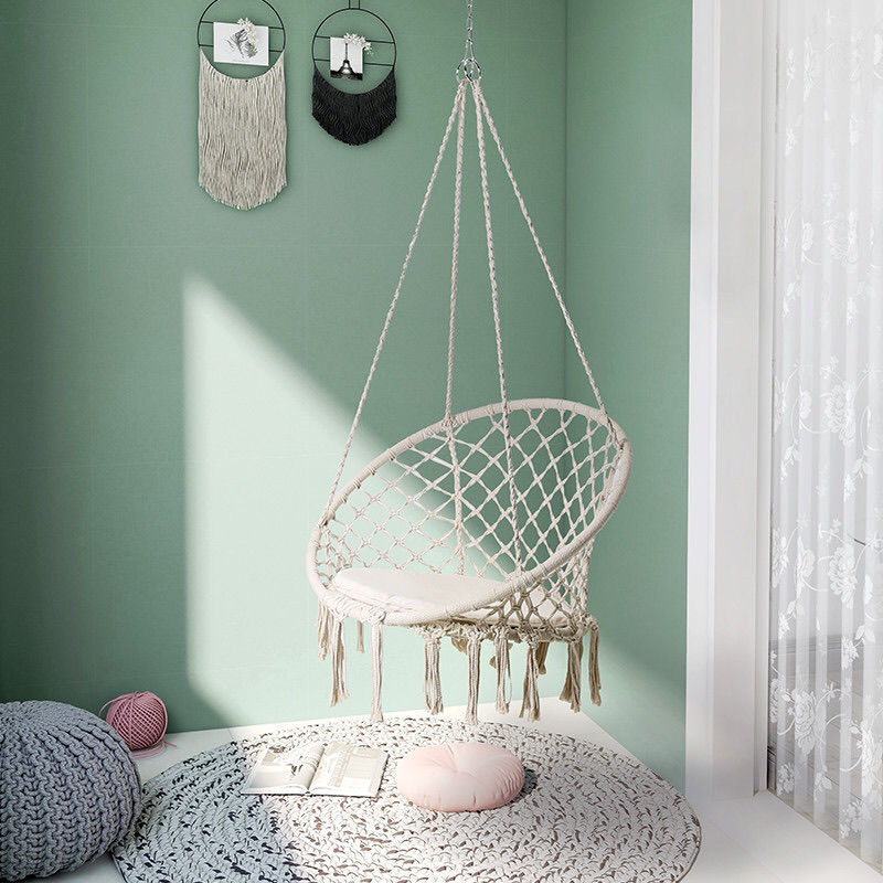 Wholesale cross-border special supply of outdoor hanging chairs, hammocks, cotton rope woven tassel hanging baskets, and lazy swings for homestays - factory direct sales.