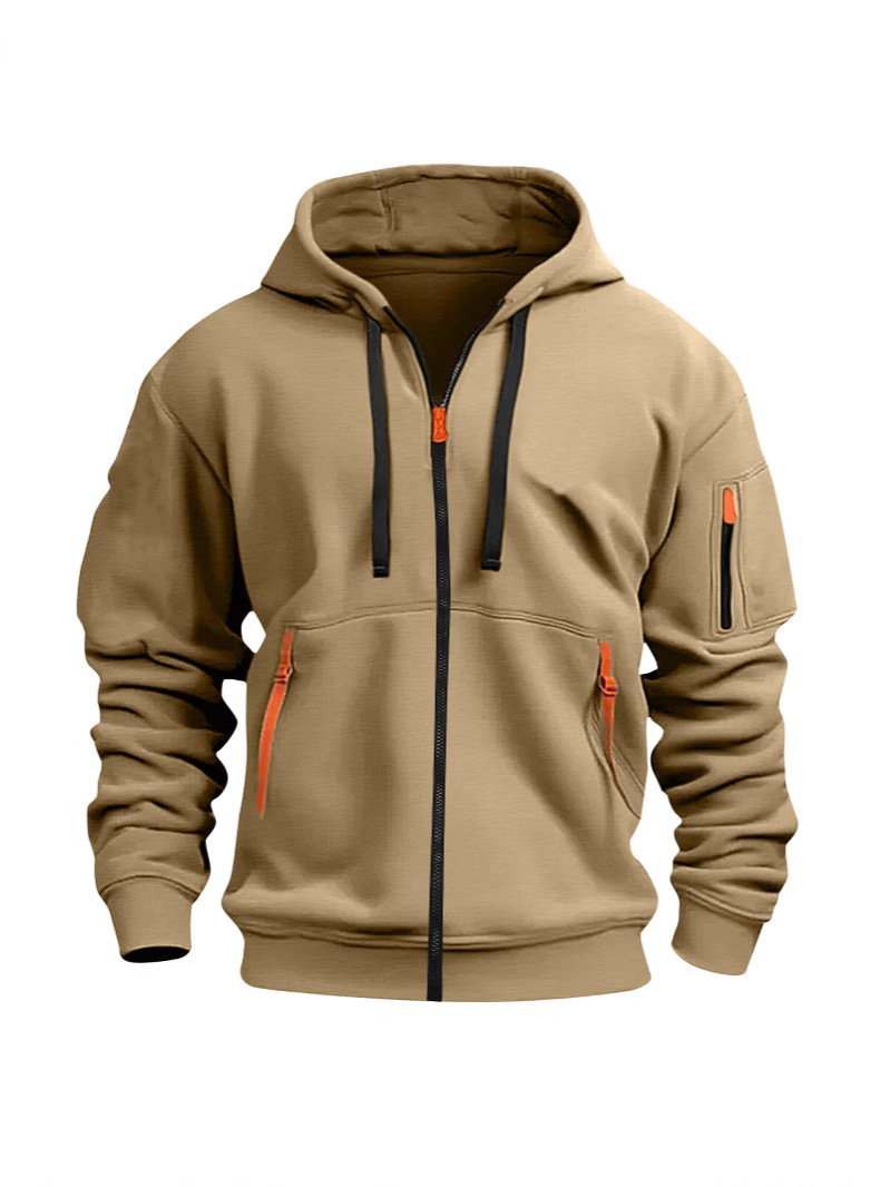 2024 Men's Autumn/Winter American cross-border Aliexpress temu Full zipper hooded sweatshirt sports jacket