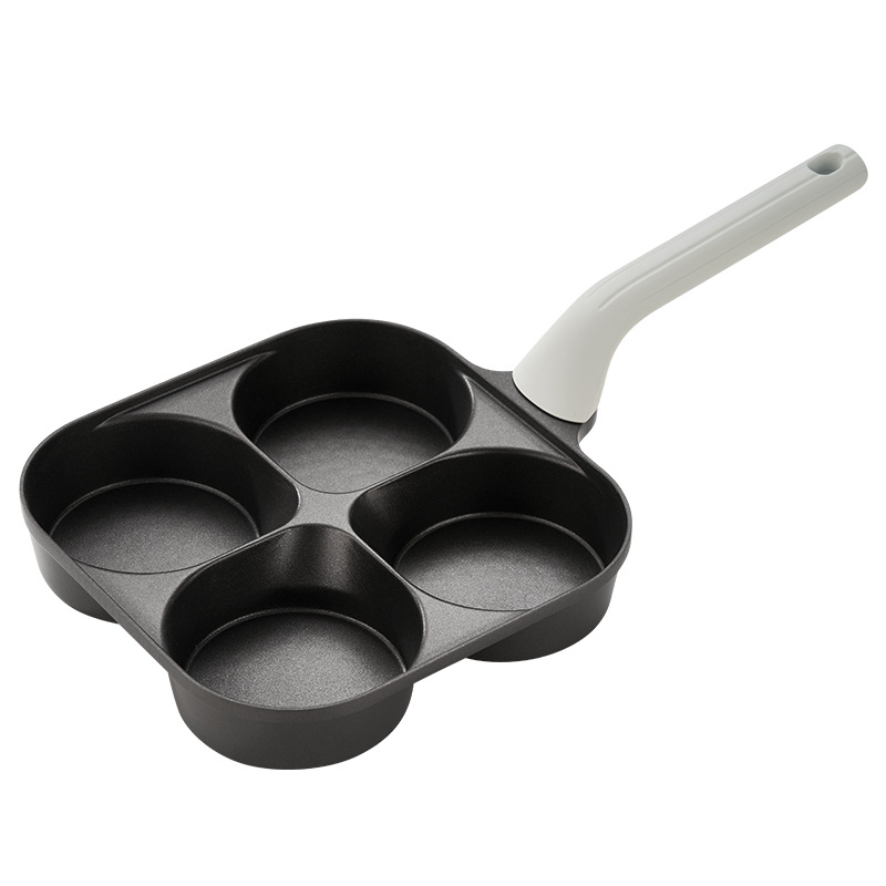 Titanium hamburger breakfast pan, egg frying pan, large and deep hamburger pan, four-hole non-stick flat bottom, household egg frying pan