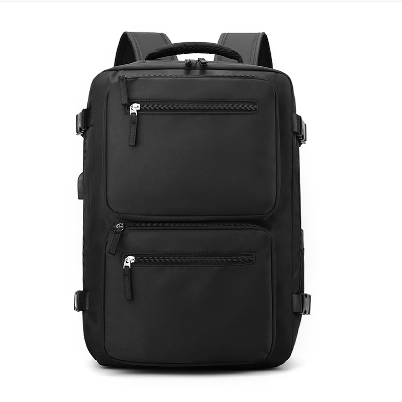 Unisex backpack, large capacity, carry-on, multi-compartment storage, travel backpack, laptop bag, urban minimalist style.