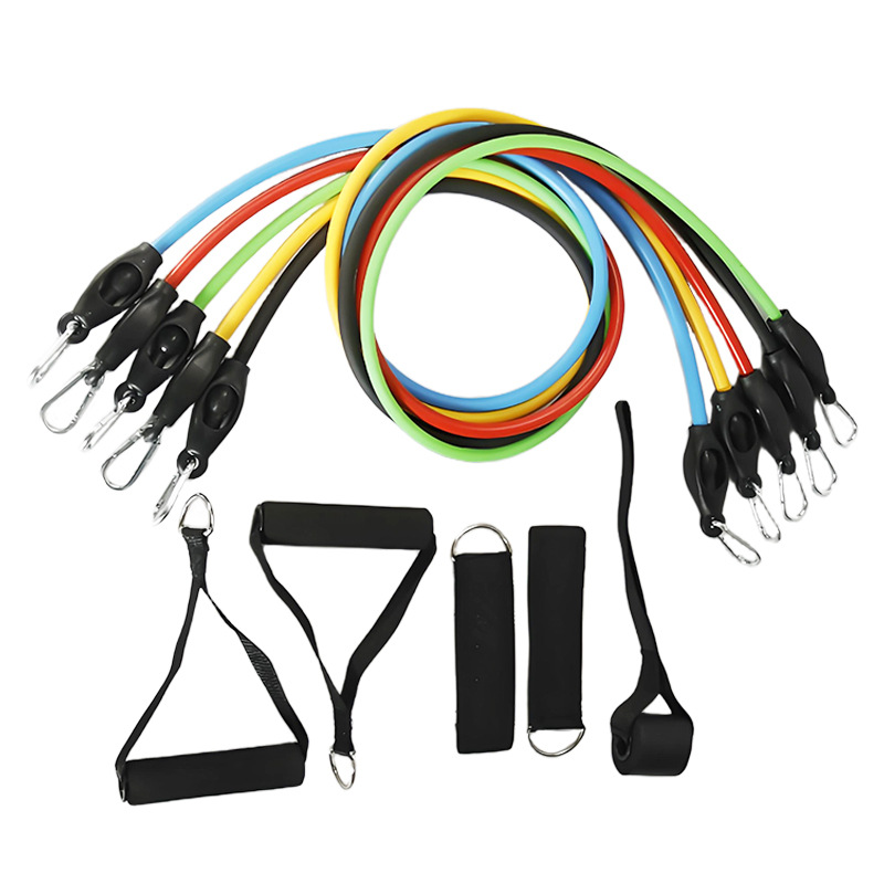 Factory direct supply of multi-functional 11-piece resistance band set, tension rope, elastic rope fitness kit, training belt