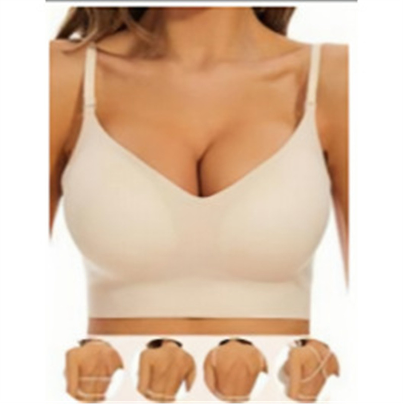 European and American cross-border detachable shoulder strap cross large backless seamless women's underwear, sexy and beautiful back bra, comfortable and breathable