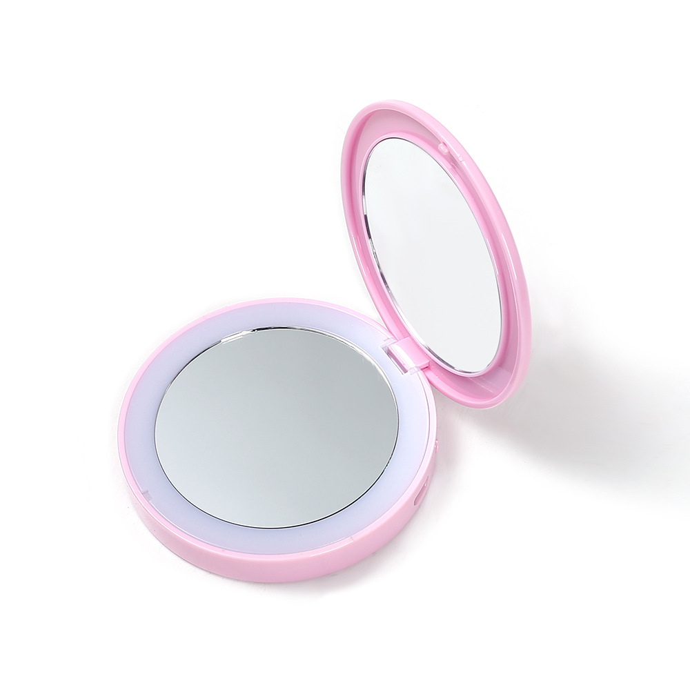 Amazon magnifying LED makeup mirror with light, round shape, logo, foldable, portable LED makeup mirror