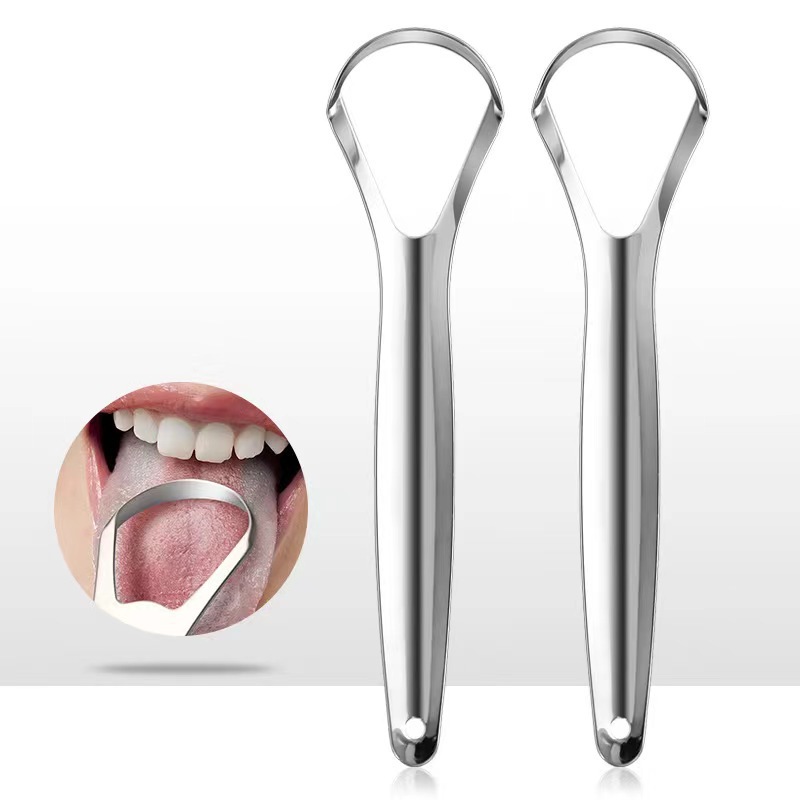 Stainless steel tongue scraper, tongue coating cleaner, tongue scraper, tongue coating brush, clean tongue coating, remove bad breath, oral care