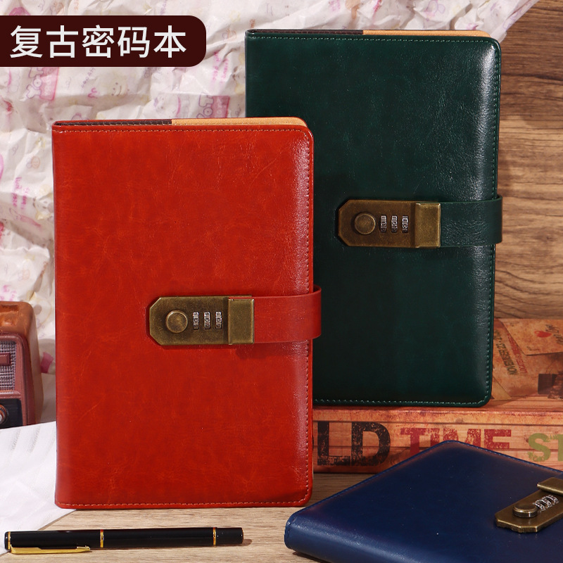 Wholesale notebook A5 password notebook with lock, diary, business creative work manual, planner, printed LOGO, thickened