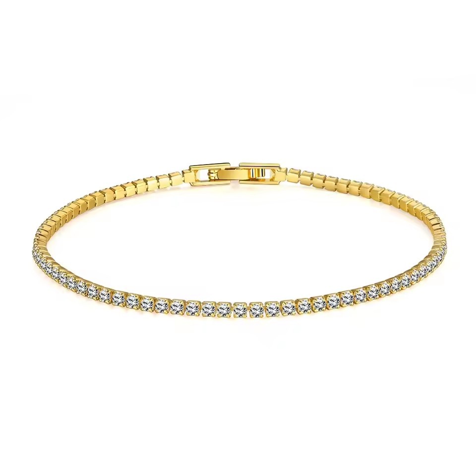 Aliexpress hot sale cross-border round 2.5mm, 3mm, 4mm bracelets, single-row full diamond fashionable tennis chain jewelry wholesale