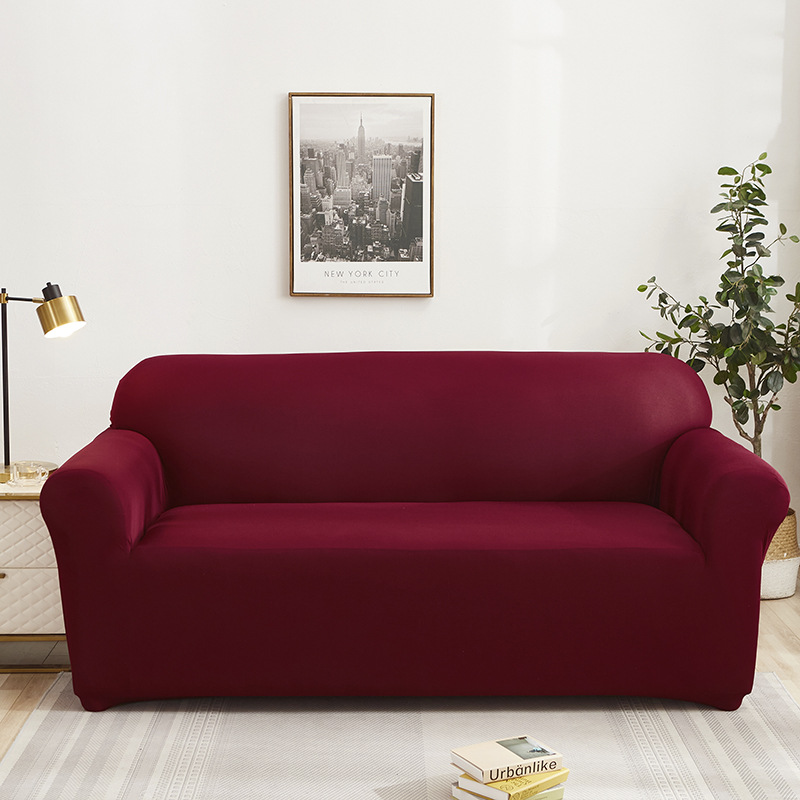 Factory direct sales of solid-color universal elastic sofa covers, full package, old-fashioned armrests, sofa covers, fabric dust covers, light luxury