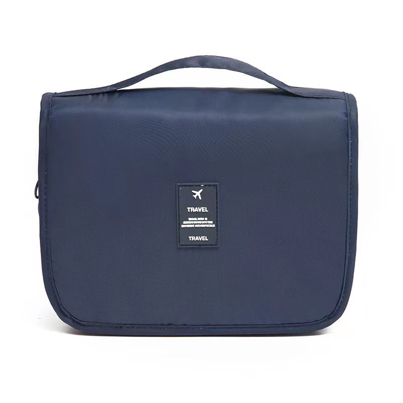 Trendy Korean-style minimalist twill toiletry bag with a girly vibe, large capacity, and hooks.