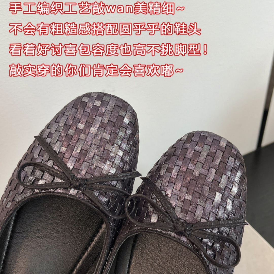 In stock ~ Genuine leather retro inner height-increasing woven shallow opening single shoe, a fashionable, casual and versatile Mary Jane shoe for women to wear on one foot