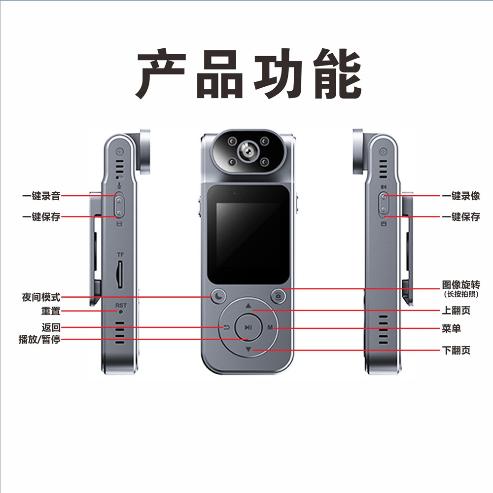 Cross-border best-selling L19 clip-on cycling camera, 4K ultra-high-definition night vision WiFi conference recorder/video recorder