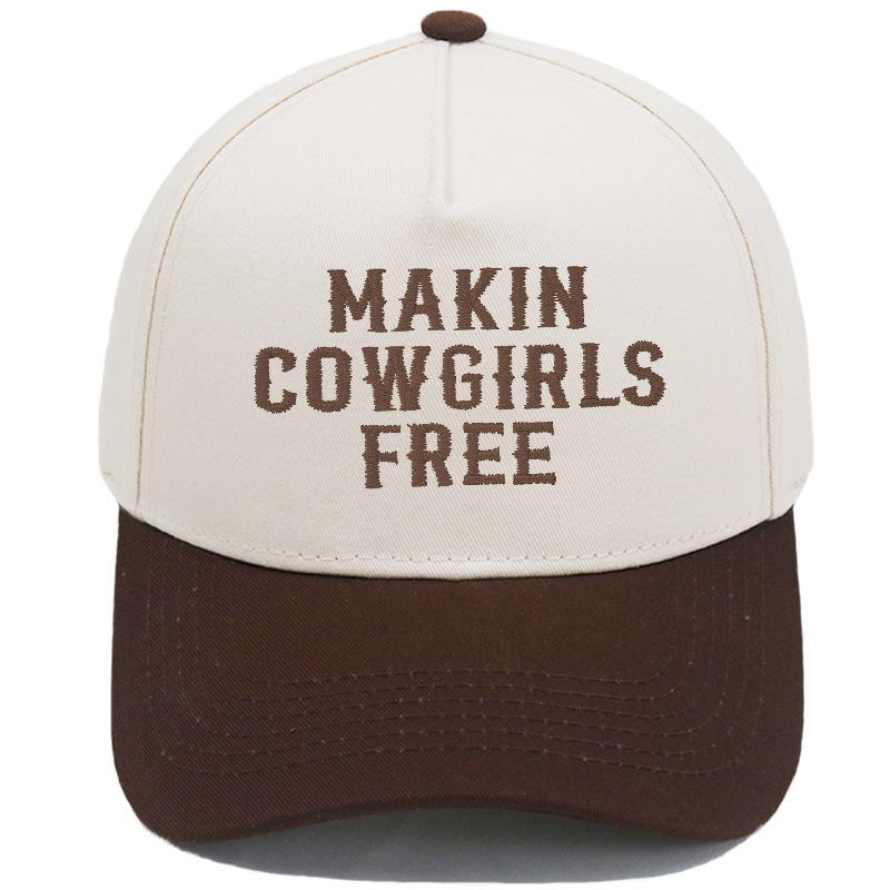 Cross-border MAKIN COW GIRLS FREE truck driver cap, embroidered color-block baseball cap, men's and women's casual hat