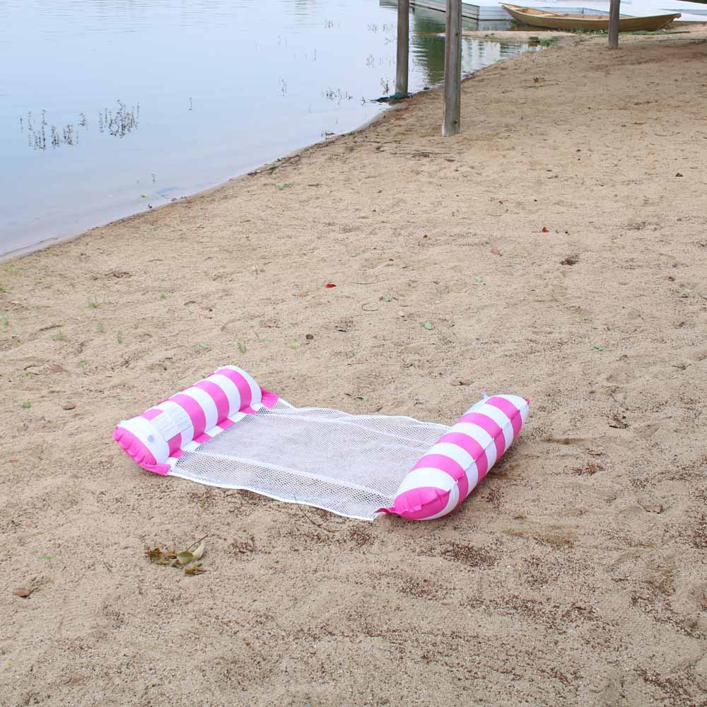 Outdoor swimming pool inflatable floating platform, foldable striped floating bed, water park, hammock, single lounge chair floating platform