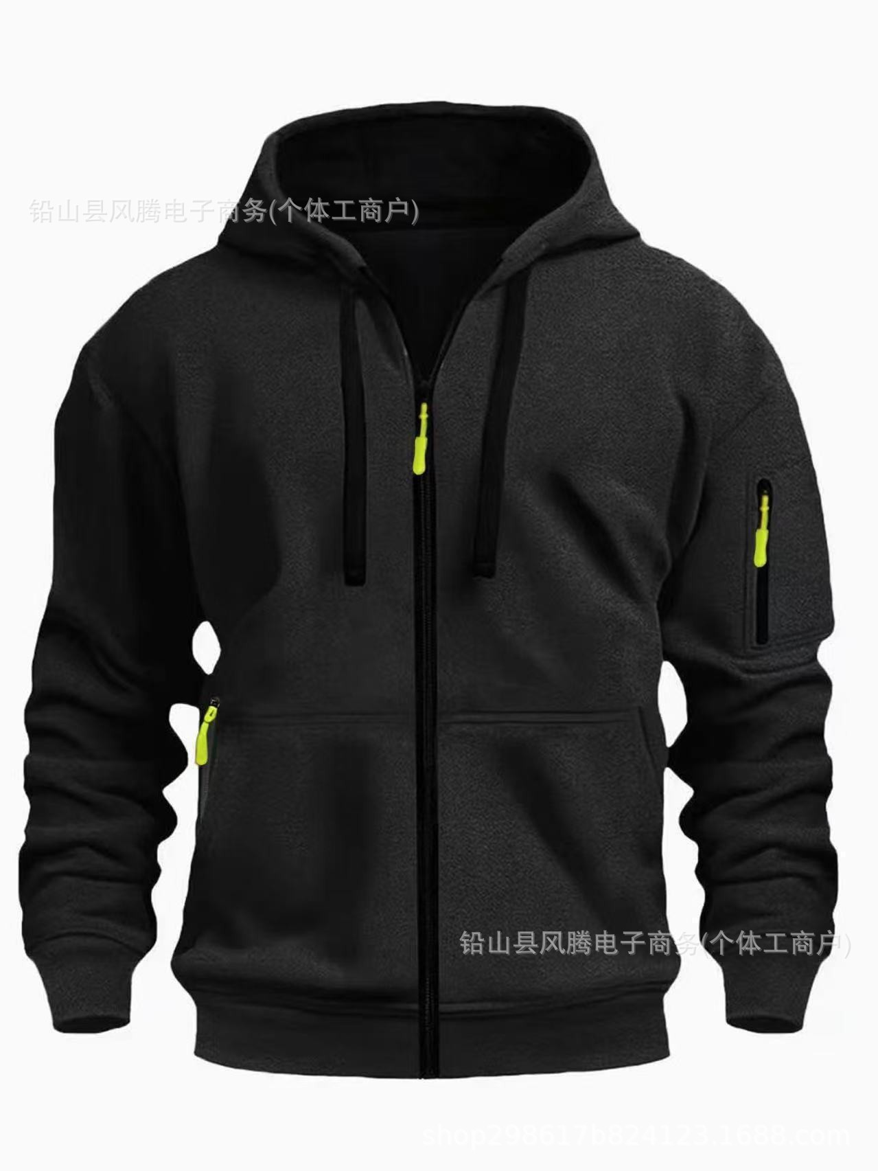 Spring and Autumn's new fashion trend 14-color pullovers, bare-cut hooded sweatshirts, men's multi-zipper casual sweatshirts with fleece
