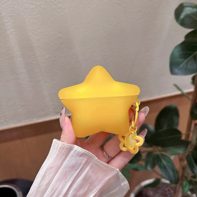 Glow-in-the-dark gray star-shaped protective case for AirPods 4th generation, Apple Pro 2nd/3rd generation Bluetooth earphones, silicone soft case