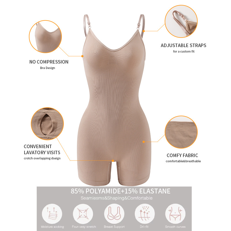 European and American cross-border plus size bodysuit, tummy control, hip lift, waist shaping, boxer briefs, women's bust support, body shaping underwear