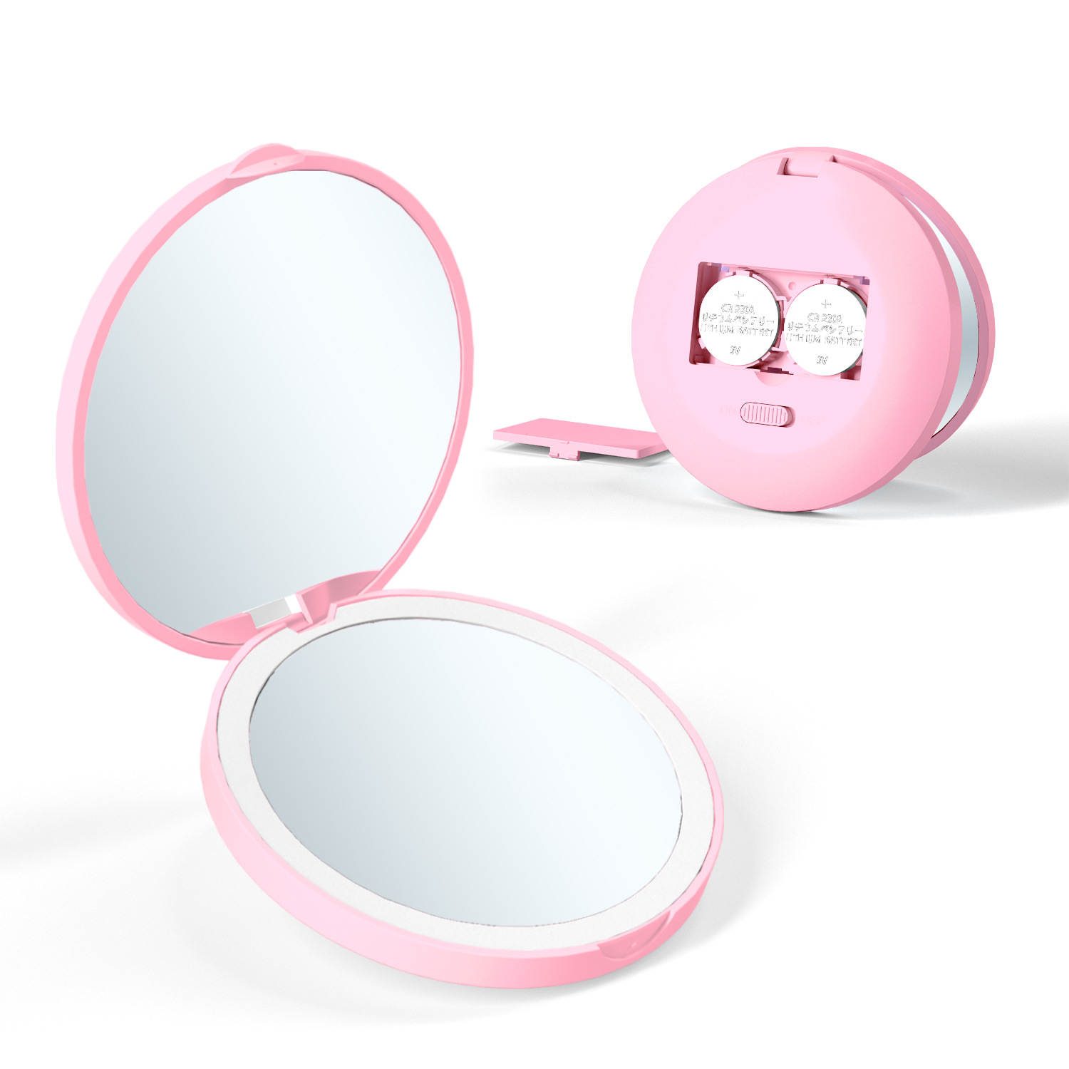 Portable folding LED makeup mirror with magnetic Type-C charging, three-color light, customizable gift mirror, source factory.