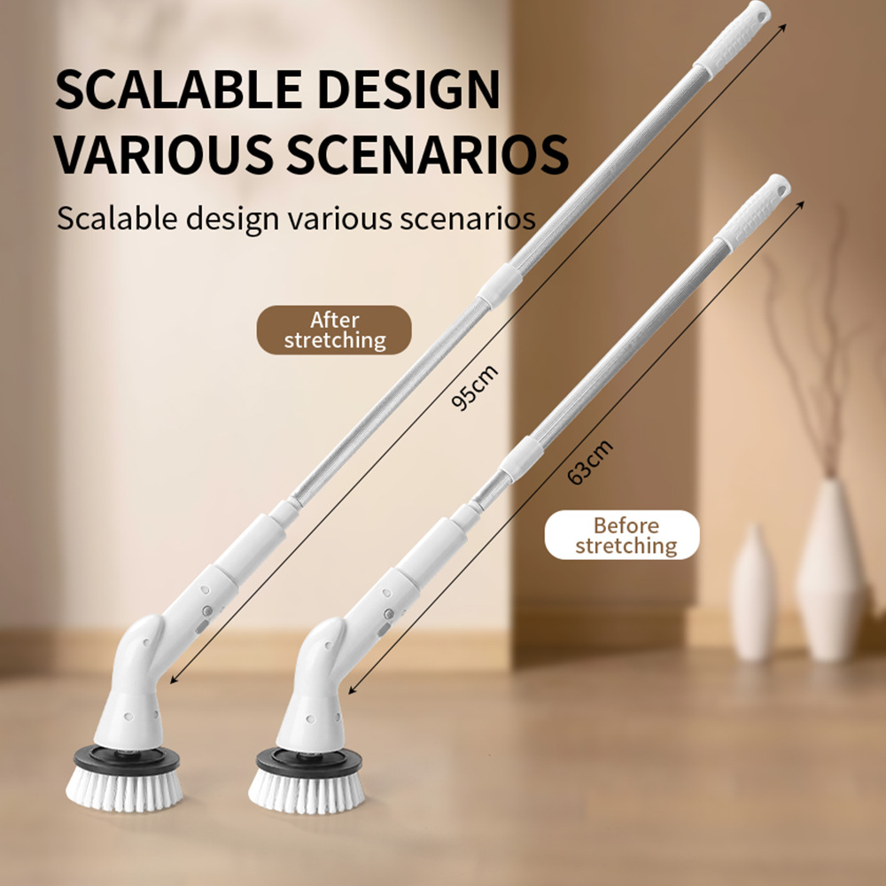 Home cordless multi-functional electric cleaning brush, handheld long-handled automatic telescopic cleaning brush for bathroom and toilet
