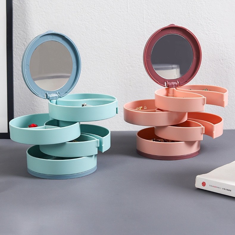 Rotating multi-layer jewelry box, earrings storage box, jewelry, earrings, necklaces, accessory rack, dust-proof box, small and exquisite