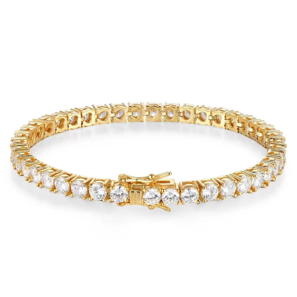 Tennis chain, a popular 5m6mm hip-hop accessory from Europe and America, cross-border single-row copper micro-inlaid zircon bracelet, a perfect accessory for women
