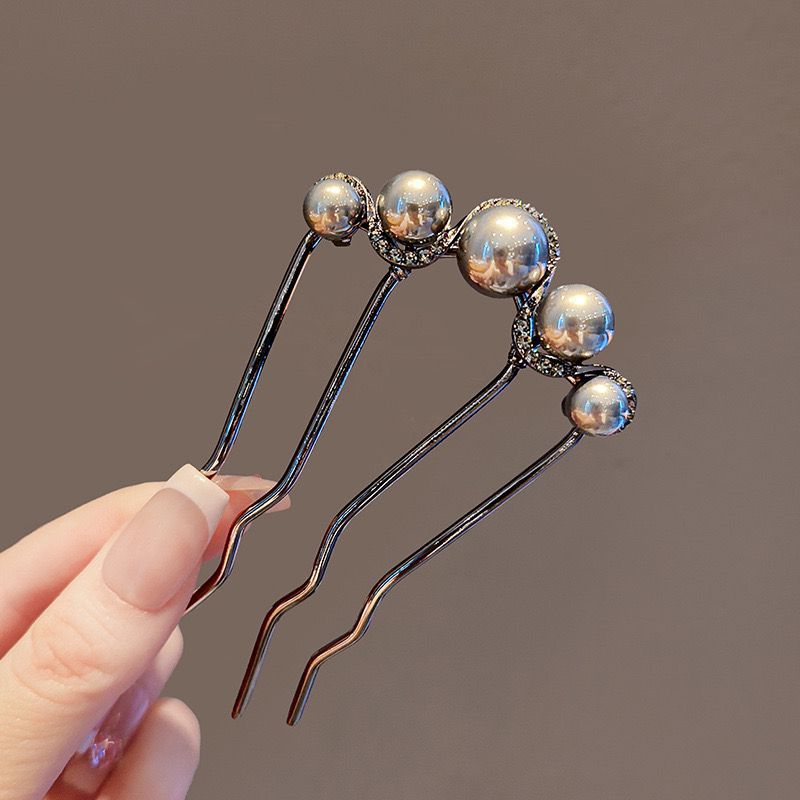 New fashionable commuter hair comb with beads, four-tooth comb, hairpin, retro hair ornament for women.