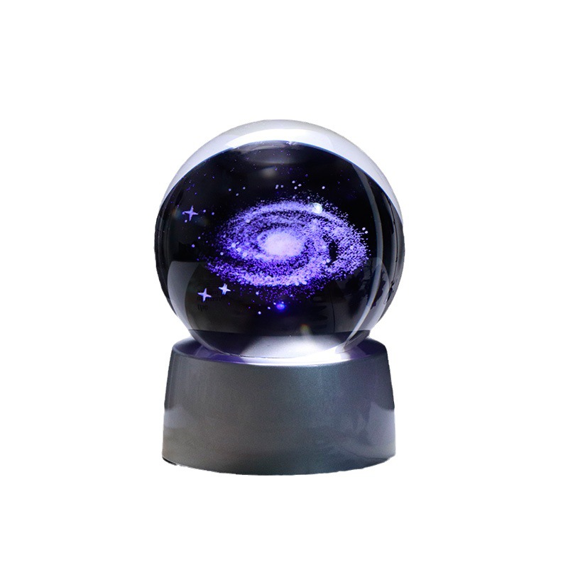 Crystal ball decoration with the Milky Way and starry sky carved inside, glass ball home decoration, one-piece substitute night light