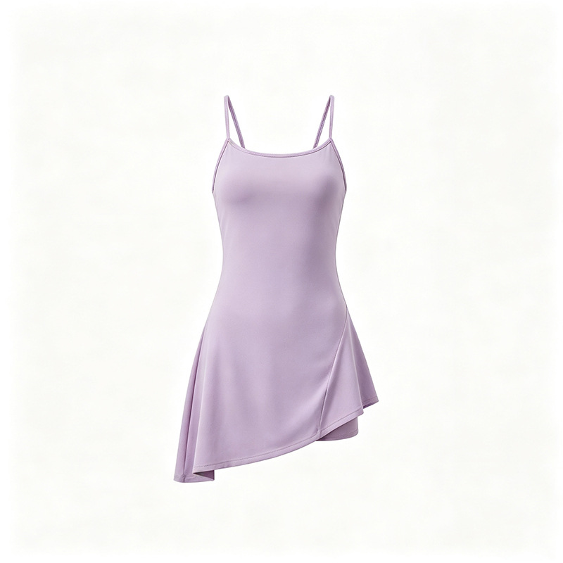 Quick-drying, slimming tennis dress, sleeveless, cut-out, waist-cinching, A-line hem with chest cushion, lightweight sports tennis dress