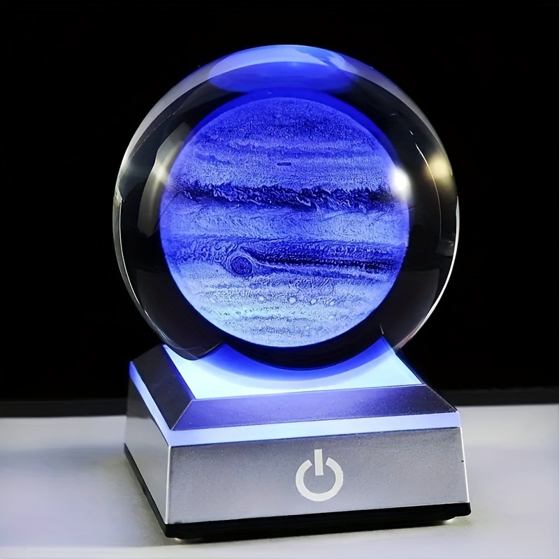 Creative 3d laser engraving process crystal ball night light Saturn Sun series decorative items birthday gifts
