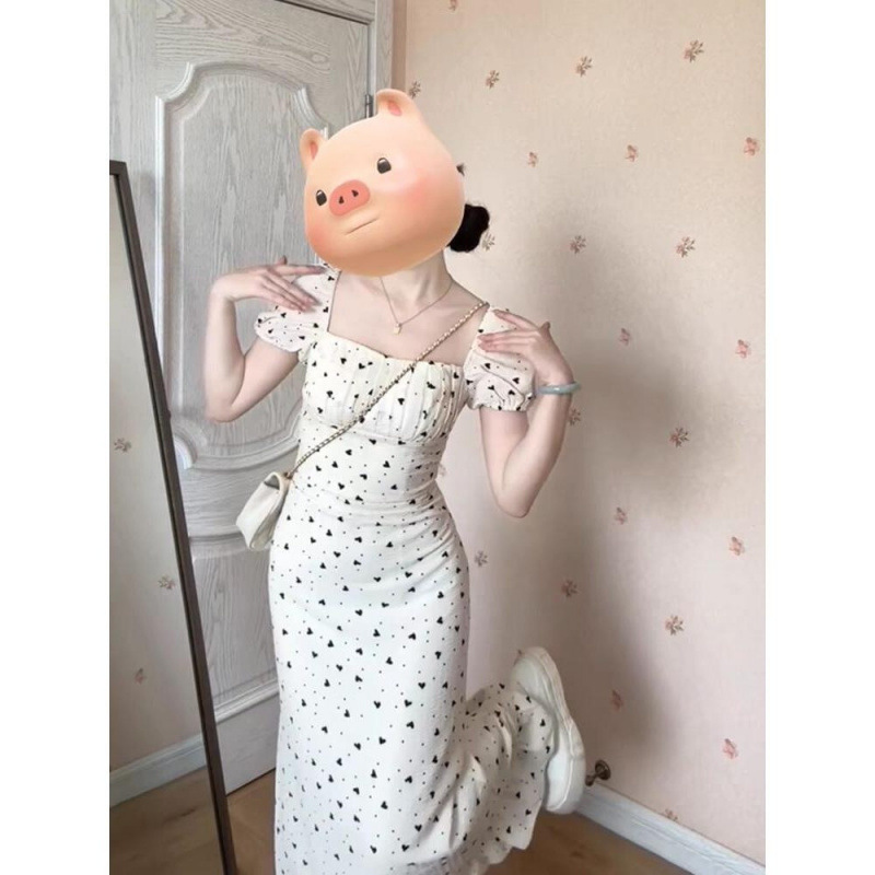 French-style dress for women, gentle and elegant, tea break dress long dress