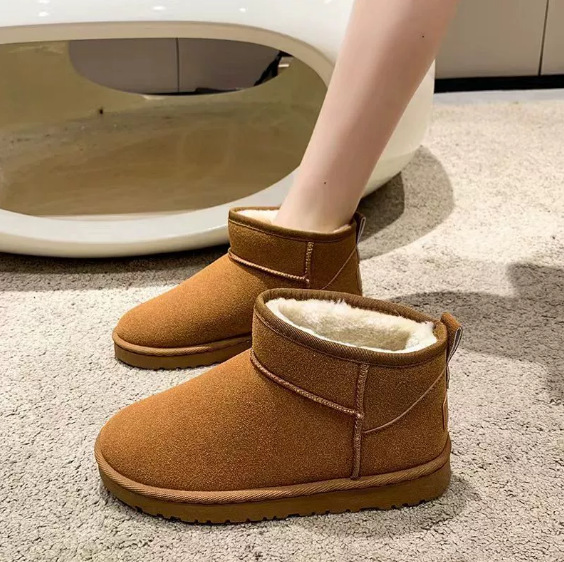 2026 winter fleece thick-soled snow boots for women, fleece thickened cotton shoes with cuffs, casual snow cotton dropshipping