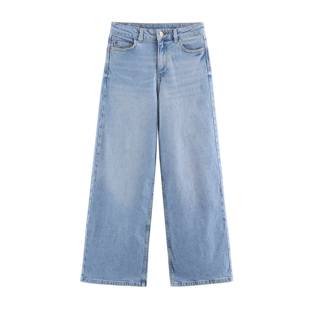PB&ZA European and American Women's Summer New Collection 2026 American Casual Washed high-waisted wide-leg jeans 6147120
