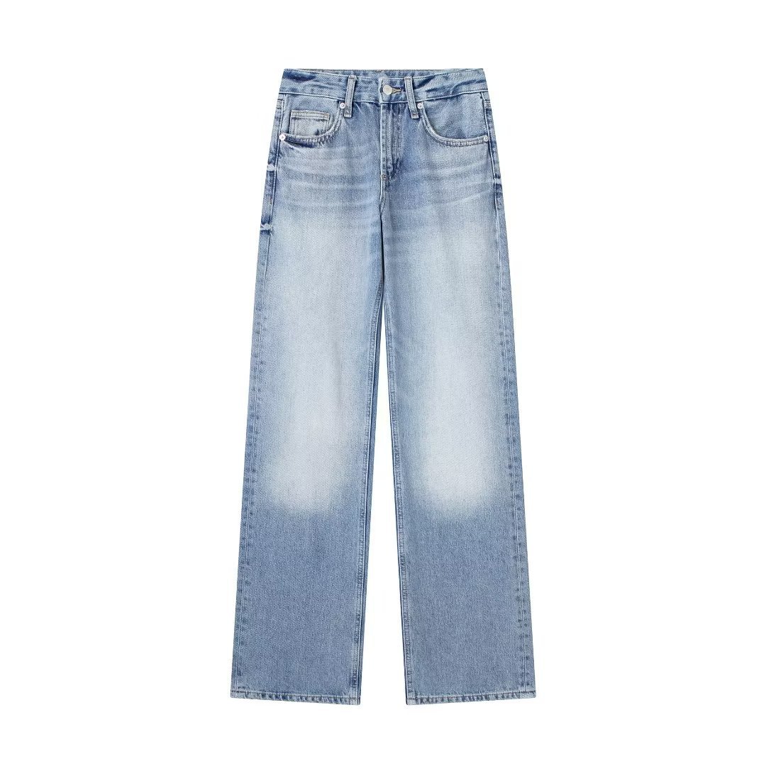 2023 Autumn New Women's fashion wide-leg mid-waist long jeans with European and American style 6045129