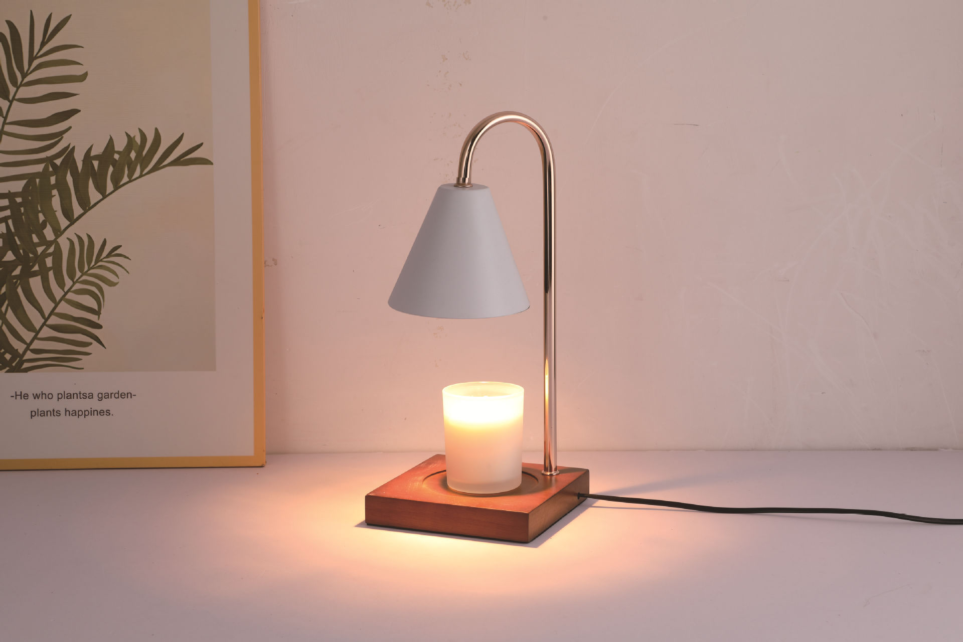 Cross-border Amazon candle/candle lamp/bedside lamp/timed dimming solid wood flameless aromatherapy lamp