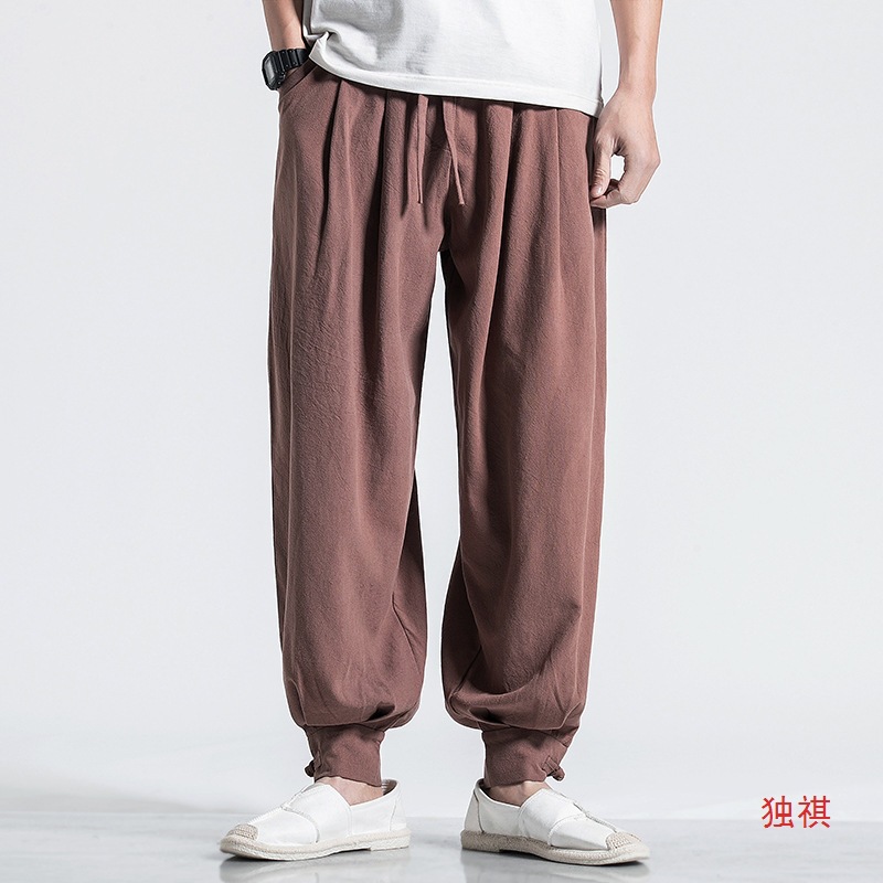 Monk Pants - No Leg Binding, Cotton Linen, Loose Fit, Suitable for Monks and Lay Buddhists, Meditation Pants, Spring/Summer Long Pants