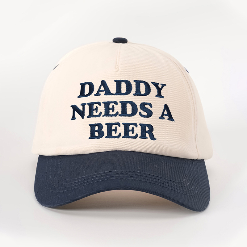 TEMU SHEIN Cross-Border Hot Selling Hat - New Embroidered Daddy Color Block Baseball Cap with Retro Adjustable Bread